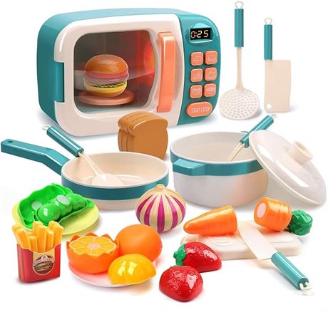 CUTE STONE Kids Microwave Toys Play Kitchen Set, Pretend Play Kids Kitchen Oven