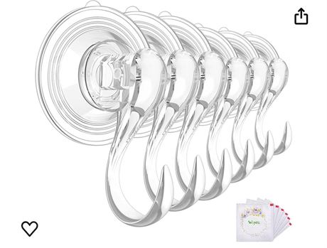 VIS'V Suction Cup Hooks, Small Clear Heavy Duty Vacuum Suction Hooks with Wipes