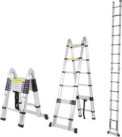 SogesPower 16.5 FT Telescoping Ladder Extension Ladder Aluminum Multi-Purpose A-