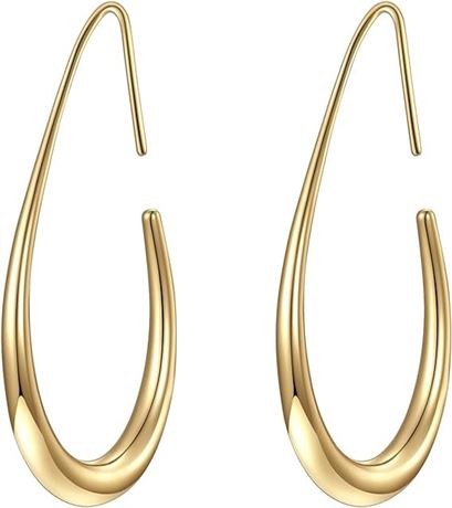 Gelanmeg Lightweight Teardrop Hoop Earrings for Women - 14k Gold/White Gold