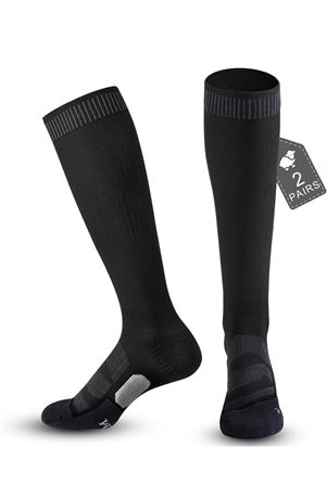 Sz:M, MAGISDU Merino Wool Compression Socks for Women Men 2 Pairs 20-30mmhg Wide