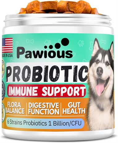 120 Soft Chews approx - Probiotics for Dogs - Digestive Enzymes Gut Flora, Diges
