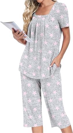 SIZE: 3XL LONGYUAN Women's Pajamas Sets Soft 2 Piece Lounge Summer Short Sleeve