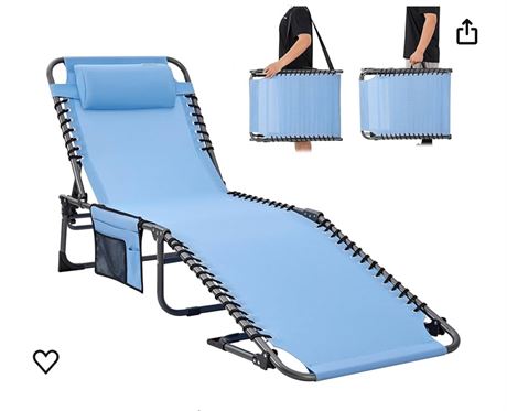 WEJOY Folding Outdoor Chaise Lounge Chair, Adjustable Lightweight Portable Beach