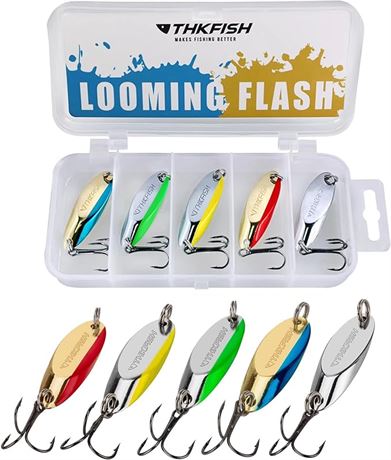 THKFISH Fishing Lures Trout Lures Fishing Spoons Lures, Size:  1/4oz 5pcs