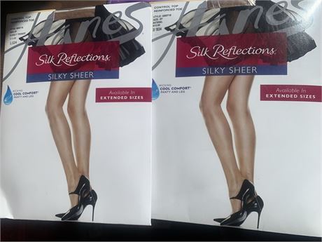 3PACK/Size: EF, Hanes Women's Control Top Silk Reflections Panty Hose