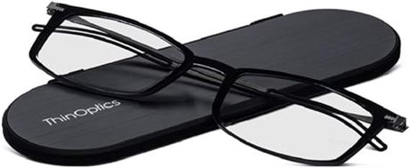 ThinOptics Milano Aluminum Case + Frontpage Manhattan Round Reading Glasses