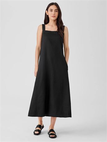 EILEEN FISHER Organic Linen Dress, Style S3RII-D5158, Espresso Color, XS
