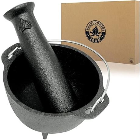 Set of 2, 4.75 inch- Backcountry Iron Cast Iron Mortar and Pestle Cup Spice Grin