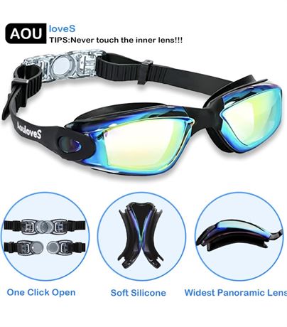 Aouloves Swim Goggles,Anti Fog No Leaking Clear Vision Water Pool Swimming Goggl