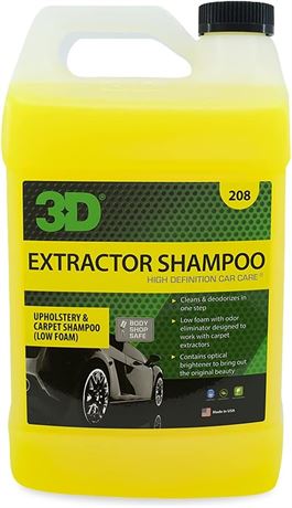 3D Extractor Shampoo Upholstery Cleaner - 1 Gallon | No Residue Low Foam