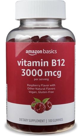 Amazon Basics Vitamin B12 3000 mcg Gummies, Normal Energy Production