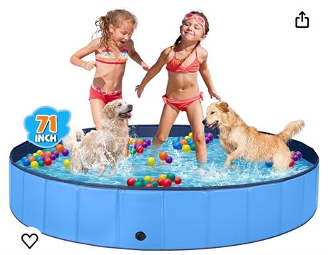 Dog Pool for Large Dogs Kiddie Pool Hard Plastic Foldable Dog Bathing Tub Portab