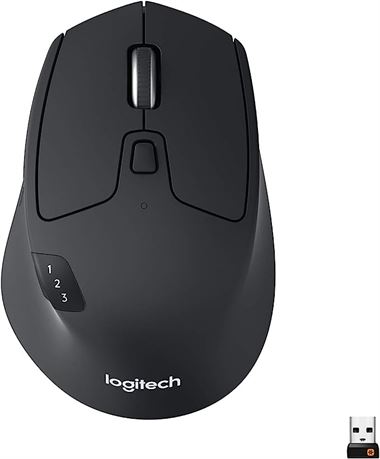 Logitech M720 Triathlon Multi-Device Wireless Mouse, Bluetooth, USB Unifying Rec