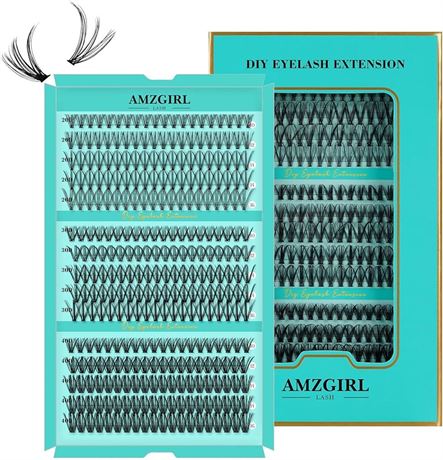 Diy Lash Clusters 300pcs Eyelashes Cluster Individual Wispy Lashes Thin Band for Lash Extension at Home for Beginners by AMZGlRL (20d+30d+40d-D,10-16mm Mixed)