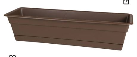 Bloem Dura Cotta Window Box Planter: 30" - Chocolate - Large Box with Tray, Weat