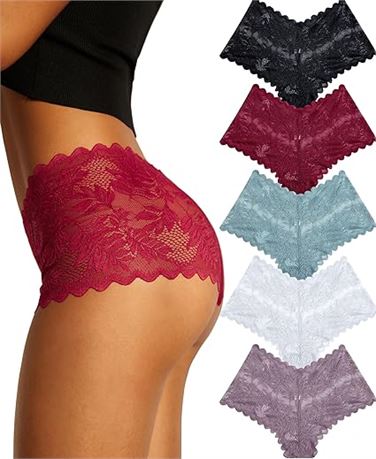 5 Pack, XLARGE-FINETOO Sexy Underwear for Women V-Waist Shorts Women' s Underwea