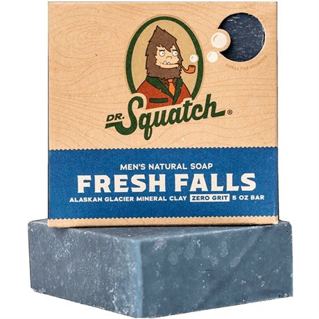 2 PACK DR. SQUATCH Men's All Natural Bar Soap - Fresh Falls - Clean Breeze Scent
