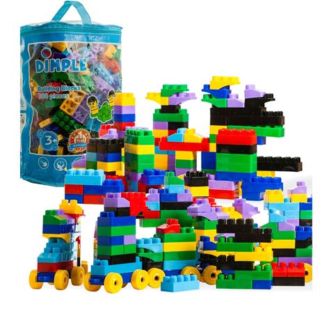 Pack of 300 Pieces Soft Kid-Friendly Plastic Multi Colored Building Block Set wi