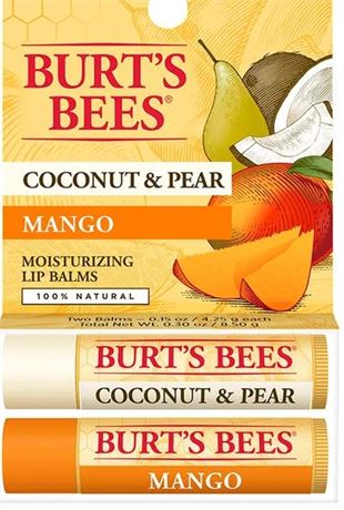 Burt Bees Coconut & Pear/Mango Lip Balm Twin Pack
