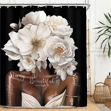 Miyotaa African American Women Shower Curtain Set 60Wx71H Inches Black Girl Sexy
