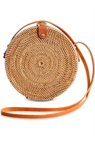 Round Rattan Bag for Women - Handmade Ata Wicker Woven Purse - Circle, Square, O