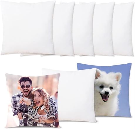 Sublimation Blanks Pillow Cases Bulk,8 Pack 18"x 18" White Cushion Covers Pillow Covers Heat Transfer DIY Custom Picture Pillow Covers,Polyester Pillow Cases for Sublimation