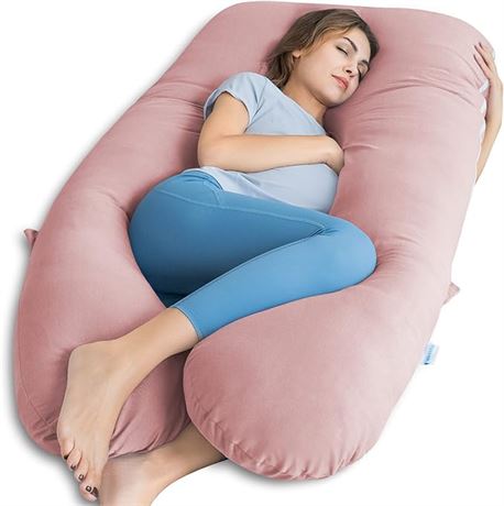 55 inch, QUEEN ROSE Pregnancy Pillows for Sleeping, Cooling U Shaped Body Pillow