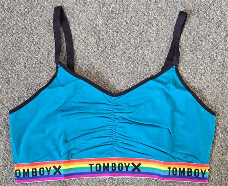 2X - TOMBOYX RUCHED BRALETTE TEAL RAINBOW