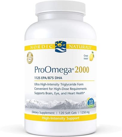 Nordic Naturals ProOmega 2000, Lemon Flavor - 120 Soft Gels - 2150 mg Omega-3 -