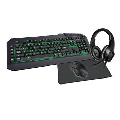 Onn Gaming Starter Set Customizable Keyboard, 7-Button Mouse & Headset, and Pad
