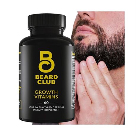 The Beard Club Beard Growth Vitamin Capsules with Biotin Vanilla Flavor 60 Ct.