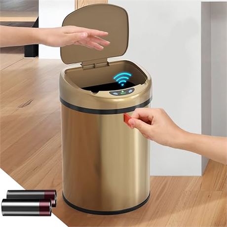 Smart Trash Can, Touchless Trash Can with Lid, 3.5 Gallon Stainless, SLIVER