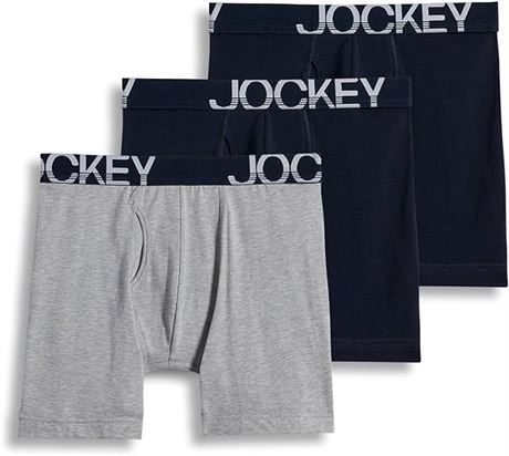 L , Jockey Men's Underwear ActiveStretch Midway Brief - 3 Pack, True Navy
