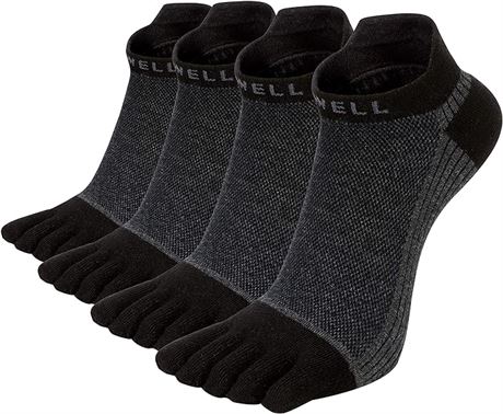 4 Pairs(Size 7-11) - VWELL Men's Cotton Toe Socks Five Finger Socks No Show Crew