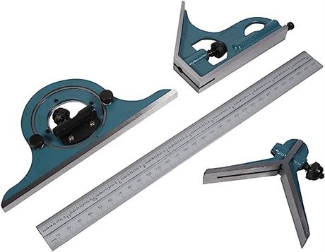 Combination Square Set, Stainless Steel 180 Degree Angle Protractor Universal