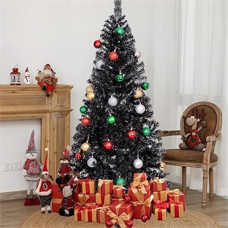 ALDRIMORE&LLY 6ft Black Artificial Christmas Tree with 550 Bran...