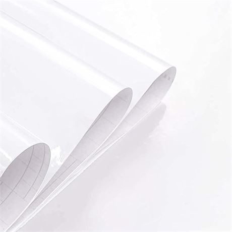 15.7" X 118" White Contact Paper Glossy Waterproof Vinyl Removable Self