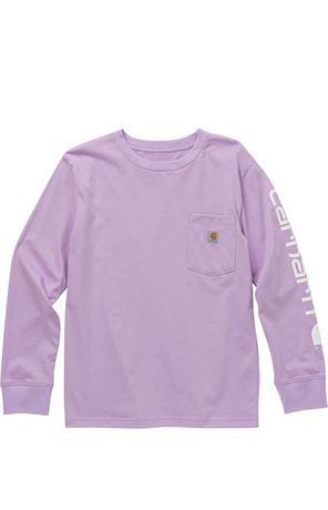 SIZE:8, Carhartt Girls Logo-Sleeve Long-Sleeve Pocket T-Shirt