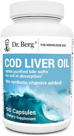 Dr. Berg's Cod Liver Oil - Source of Omega 3 Fatty Acids Vitamins A & D Promotin