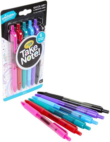 Crayola Take Note Medium Point Washable Gel Pens - 6 Count