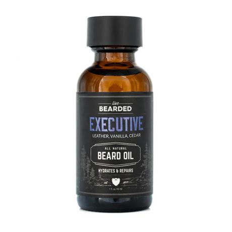 Live Bearded BEARD OIL Executive Leather, Vanilla, Cedar Hydrates & Repairs