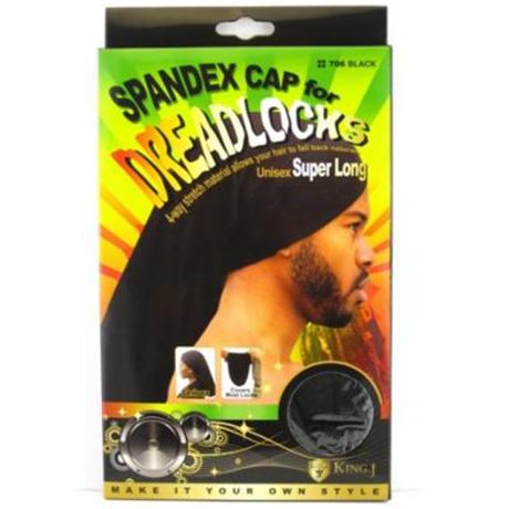 King.J Super Long Unisex Adult Spandex Dreadlock Hat Cap (Black)