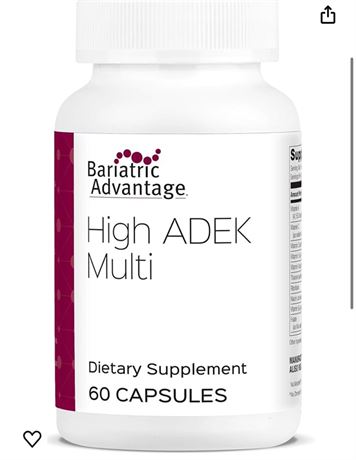Bariatric Advantage High ADEK Multivitamin, High Potency Vitamin A, Vitamin D, V