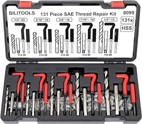 BILITOOLS 5/16-18 inch Thread Repair Kit, HSS Drill Helicoil Repair Ket SAE