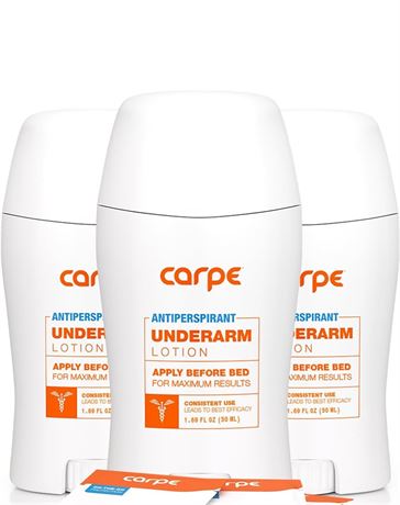 Carpe Underarm Antiperspirant and Deodorant, Pack of 3