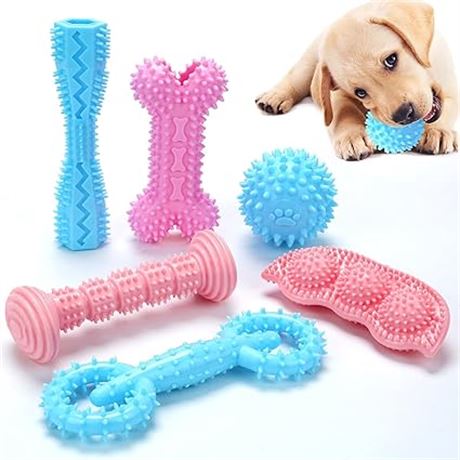 6 Pack - Angecado Puppy Chew Toys for Teething Small Breed, Interactive Durable