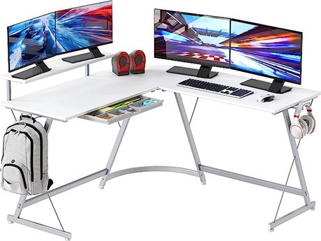 51" W x 19" D x 28.5" H - SHW Gaming L-Shaped Computer Desk with Monitor Stand,