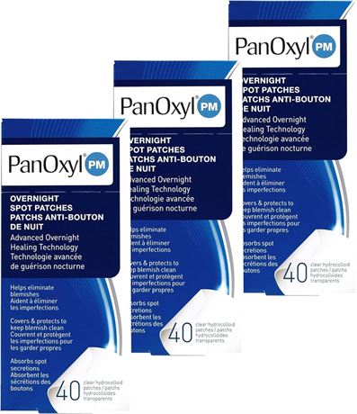 PanOxyl PM Patches 3 Pack (120 Count) PM Patches Bundle