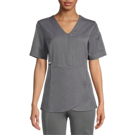 ClimateRight by Cuddl Duds Scrubs Women’s and Women's Plus Zip Neck Woven Tulip